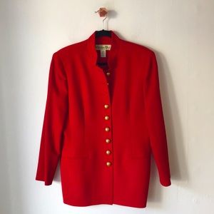 Dior Vintage Red Jacket w/ Gold Insignia Buttons